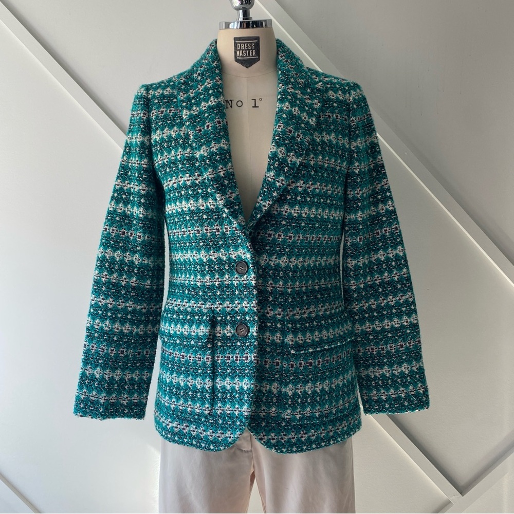 J.Crew Boyfriend Oversized Blazer in Emerald Green Italian Jacquard Wool - 0 - Picture 3 of 17
